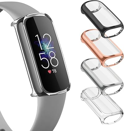 WOOZ Fitbit Luxe Screen Protector Soft TPU Case Bumper All-Around Cover (4