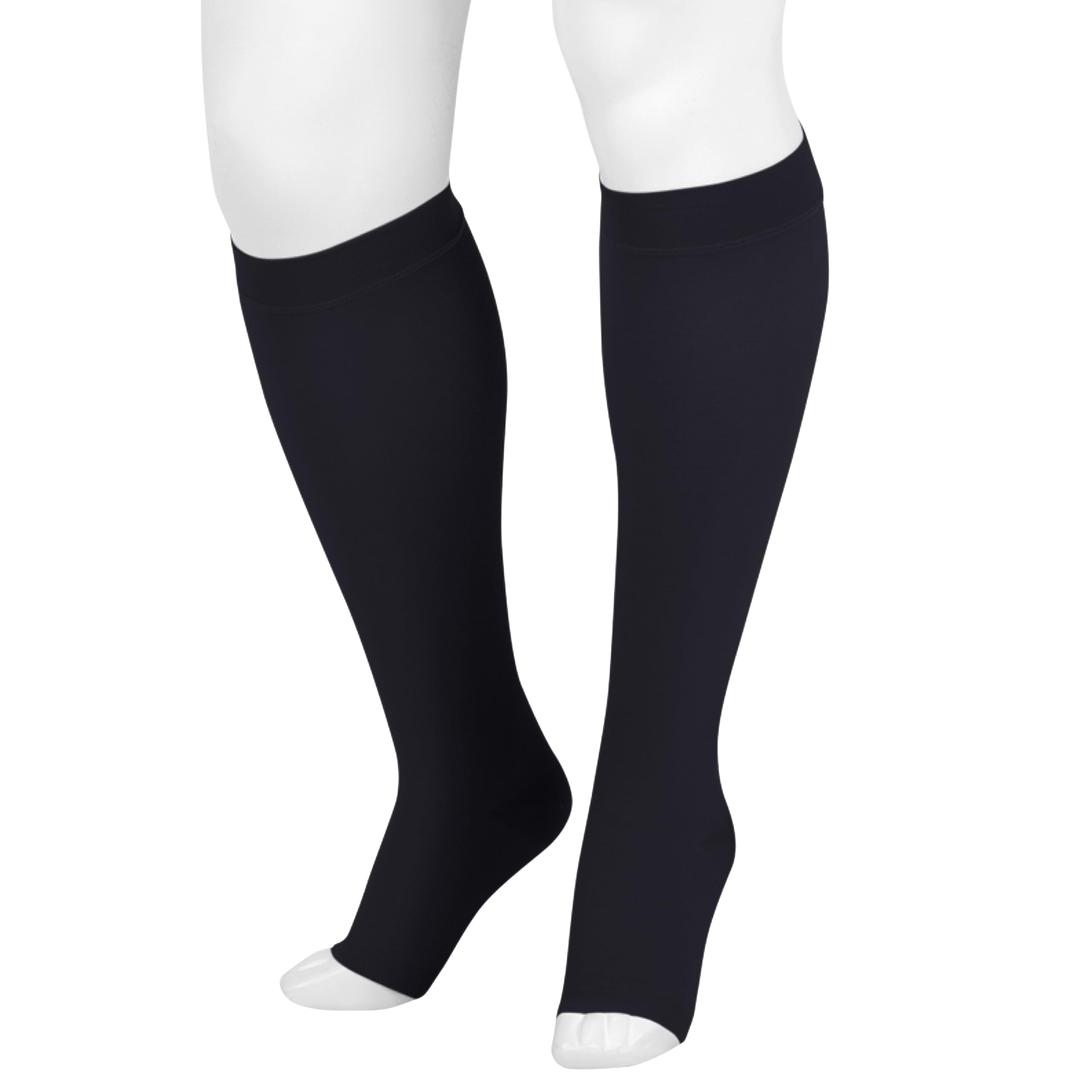 Juzo Dynamic Varin 3512 Knee-High 30-40mmhg Open Toe Stocking with Silicone Top Band - Black - 3 (III) Short