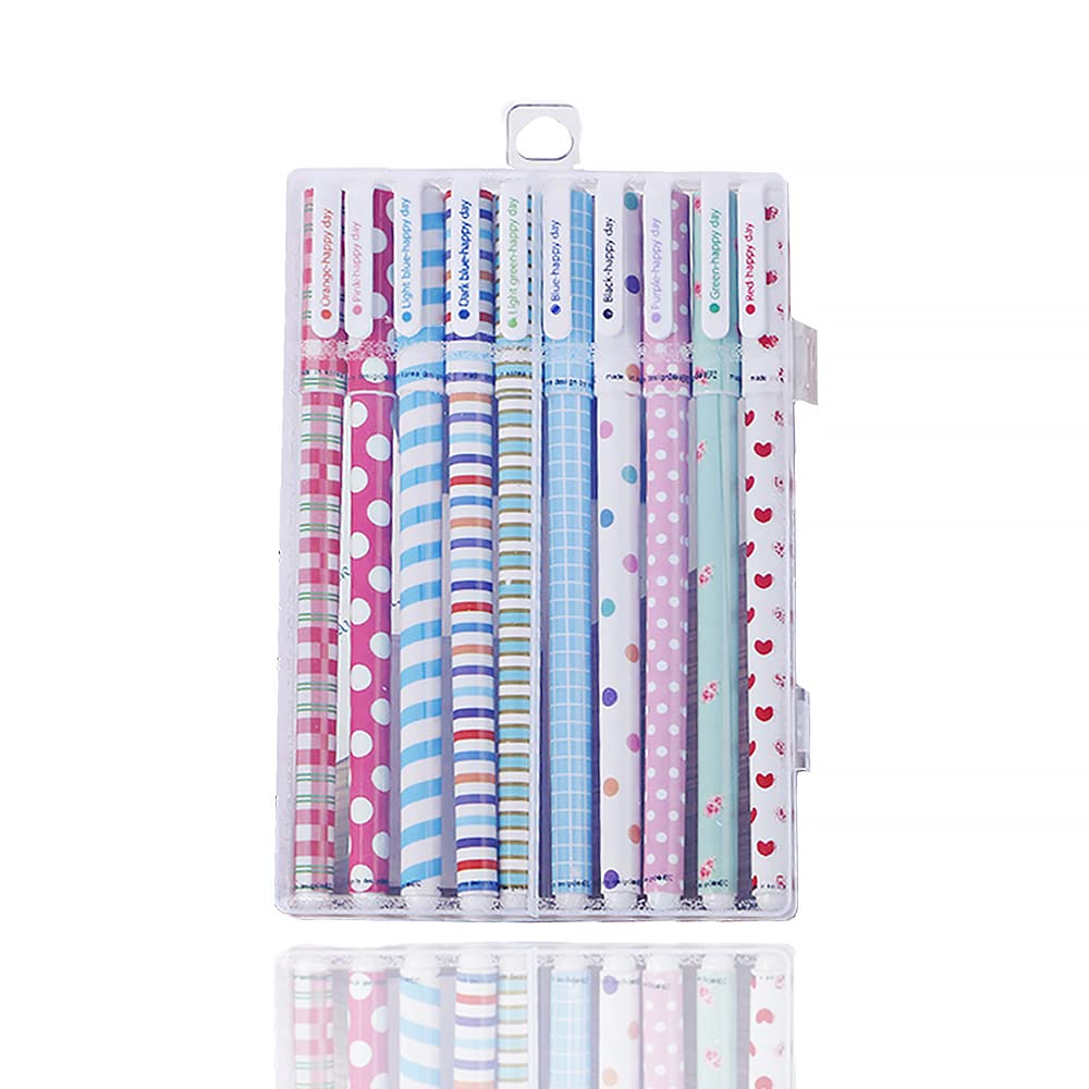 Supertool SUPERTOLL 0.38 Ballpoint Pen, Black Gel Pen, Colorful 10 Colors Cute Cartoon Pens Stationery for School Office 10pcs/Set (Flower)