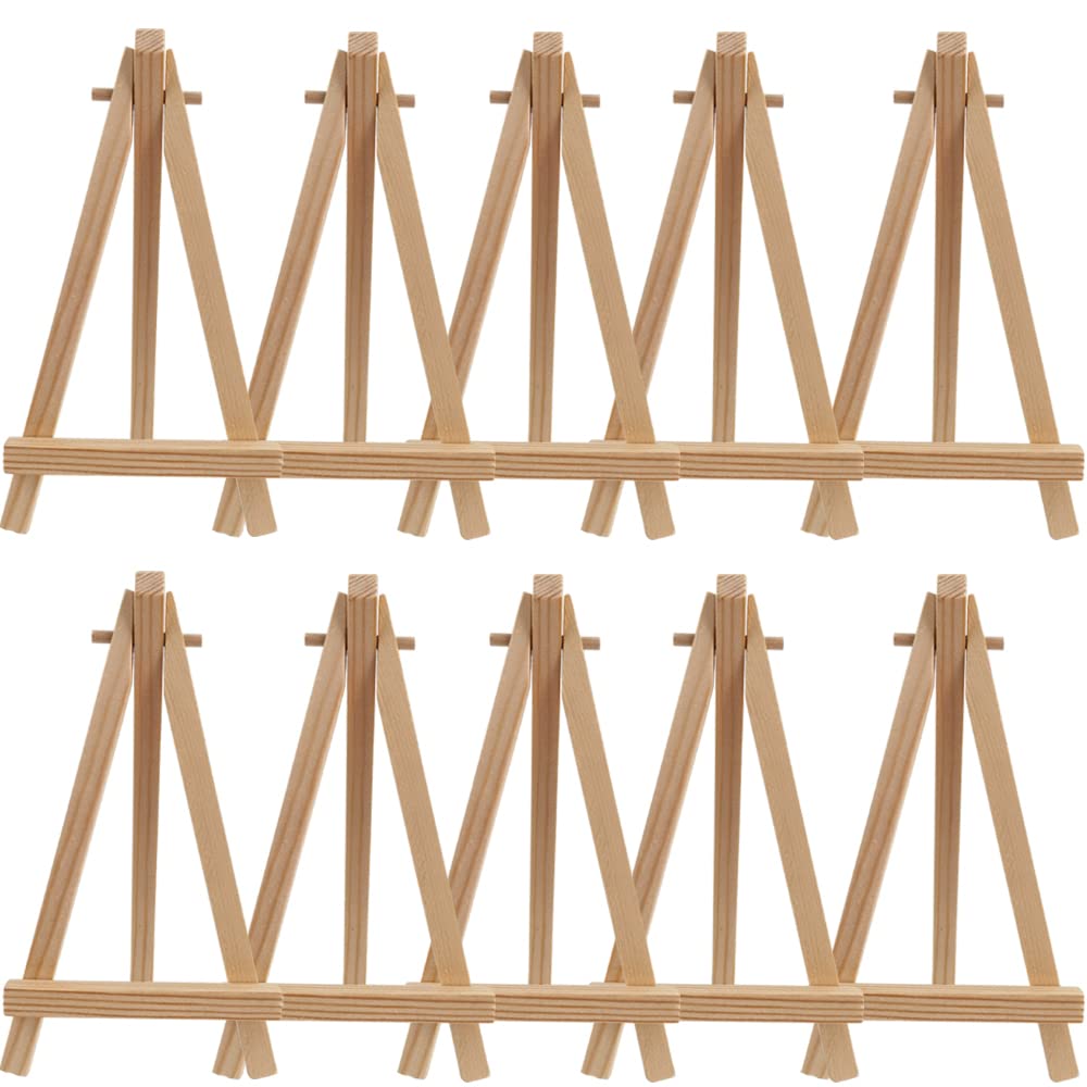 Mini Wooden Easel,10 Pcs Mini Easels Small Tabletop Easel Mini Easel Display Stands for Small Canvases,Kids Crafts,Business Cards,Signs,Photos,Gifts
