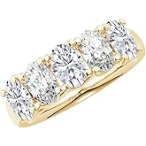 Houston Diamond District 1 to 6 Carat Oval Cut 5 Five Stone LAB GROWN Diamond Wedding Anniversary Stackable Ring Wedding Band (E/F Color, VS Quality)