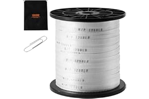 VEVOR Polyester Drawstring, 1/2" x 528' Mule Tape Flat Rope, 1250 lbf Tensile Capacity, Printed Webbing Cable Pulling Tape fo