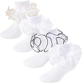 QHANSHIEE Girls Ruffle Socks Toddler Double Lace Frilly Socks Turn Cuff Ruffle Dress Socks Pageant Sock for Little Girl Kids