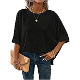 Verdusa Women's Dolman Half Sleeve Crewneck T Shirts Casual Solid Loose Tee Tops