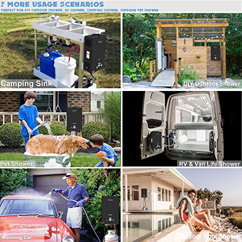 Tankless Water Heater Propane Shower, 2.64GPM/10Litre Capacity, 6IN1