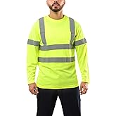 Kolossus Hi Vis Construction Shirts for Men Long Sleeve Reflective Safety Work Shirt Front Pocket Yellow Orange Class 3