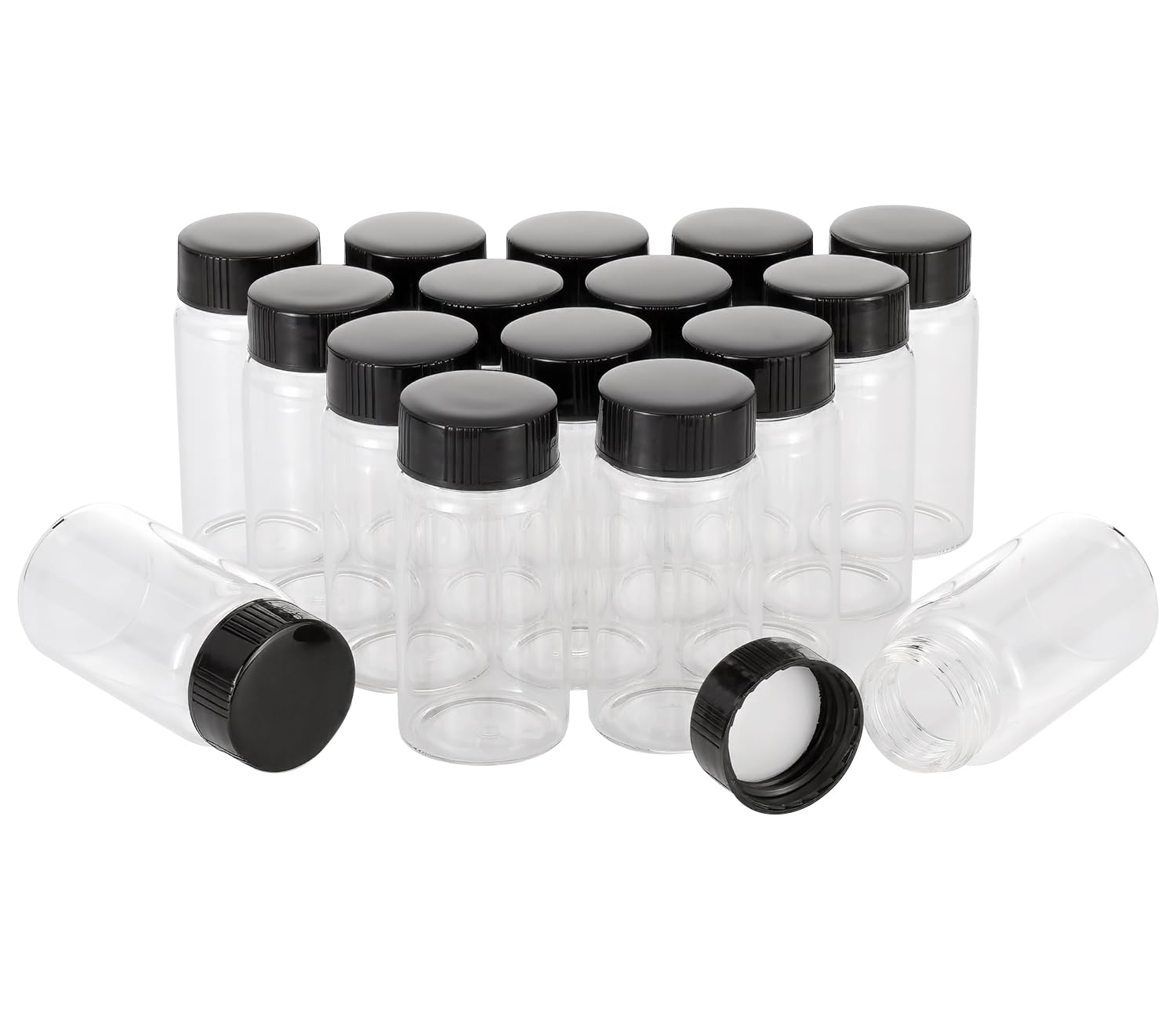 Unxuey 16pcs 25ml (5/6 Oz) Sample Glass Vials Clear Portable Lab Test Bottles with Screw Cap Travel Container Vials