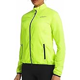 qualidyne Women's Windproof Cycling Jacket, Lightweight Bike Windbreaker with Reflective Element and 2 Zipper Pockets for Running, Cycling & Hiking