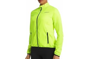 qualidyne Women's Windproof Cycling Jacket, Lightweight Bike Windbreaker with Reflective Element and 2 Zipper Pockets for Running, Cycling & Hiking