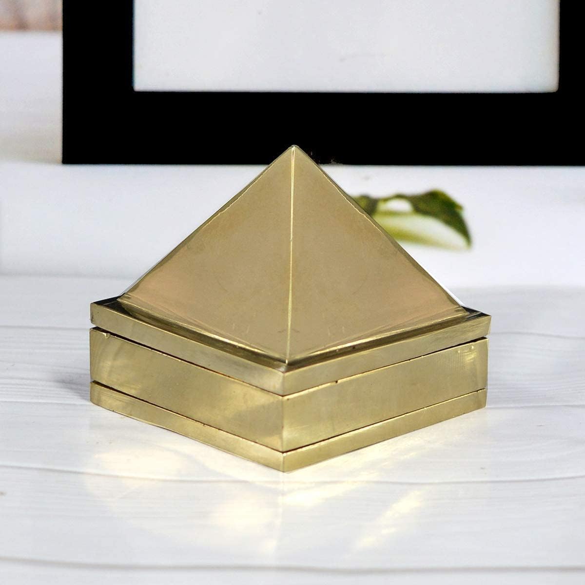 HOLYDAY Brass Wish Pyramid, 3 Layer, 1 inch, 91 Pyramids, Gold, Home Decor for Pooja, Antique Items God Prayer, Pack of 1