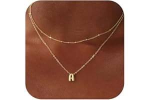 Thaivor Bubble Gold Silver Letter Necklace Layered Initial Necklaces for Women Tiny Pendant Necklaces Dainty Choker Necklace 