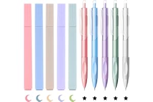 DROAFUL Pastel Bible Highlighters and Pens,No Bleed,Quick Dry,5 Pcs Aesthetic Cute Assorted Colors Highlighters and 5 Pcs Black Ink Bible Pens For Bullet Journaling,Planner,Note,School,Office Supplies