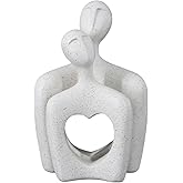Resin Couple Statues with Heart Hollow, Romantic Hugging Figurines for Home Decor, Modern Marble-Look Sculptures for Shelf, Table, Living Room, Bedroom, Office Decor, Anniversary Wedding Gift
