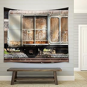 Railroad Container Doors with More Rusty Old - Fabric Wall Tapestry Home Decor - 51x60 inches