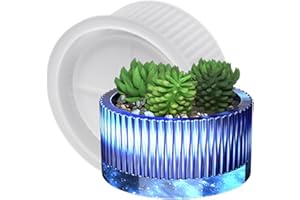 NINEXY Round Striped Concrete Flower Pot Silicone Mold Succulent Planter Vase Cement Clay Mold Plaster Epoxy Resin Storage Box Mould