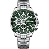 CRRJU Men Wristwatches Fashion Luxury Stainless Steel Watches for Men Business Auto Date Glow Analog Quartz Wristwatches