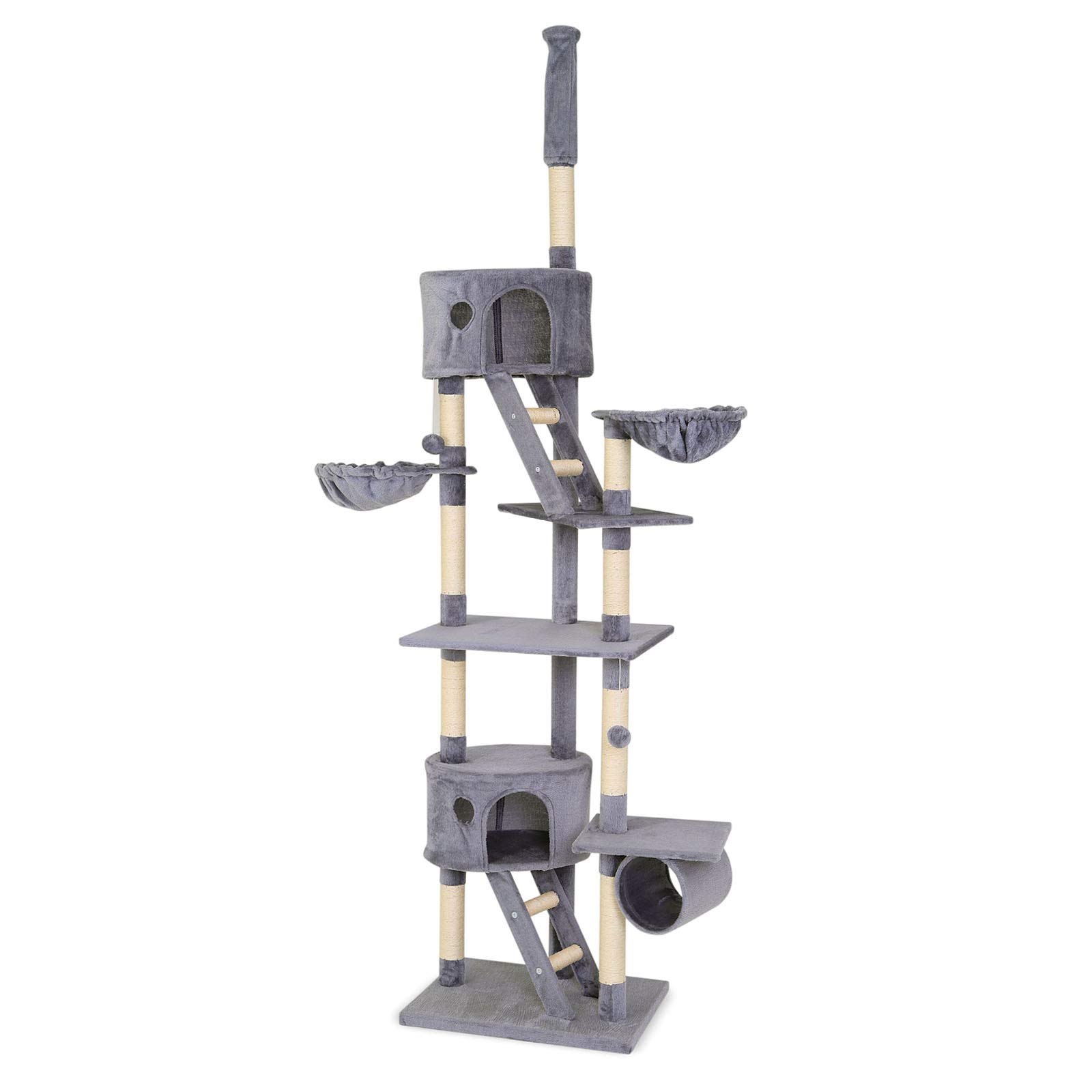 lionto dibea Cat Tree Activity Centre High Ceiling Scratching Post, 240 to 260 cm, Light Grey