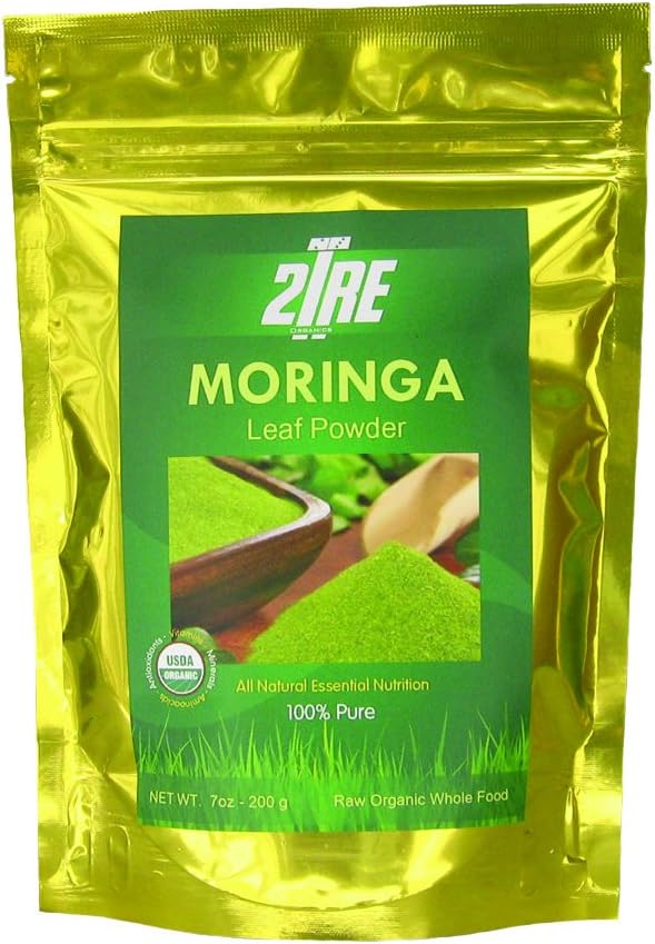 2Tre Organic Moringa Oleifera Leaf Powder - Purest Raw Moringa Powder for Breastfeeding, Hair Growth - All Natural