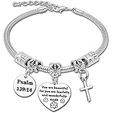 Inspirational Christian Bracelets for Women Inspirational Religious Stainless Steel Bracelets for Friends Sister Niece Christian Gifts for Women Faith Bible Verse Bracelet Christmas Birthday Gift