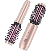 Youbella Cordless Hair Curling Iron Brush, Mini Travel Hot Straightener Comb, 3-in-1 Portable Wave Curling Wand, 1.5″ Ionic Heated Brush, USB Rechargeable Hair Curler, Pink – No Automatic Rotation