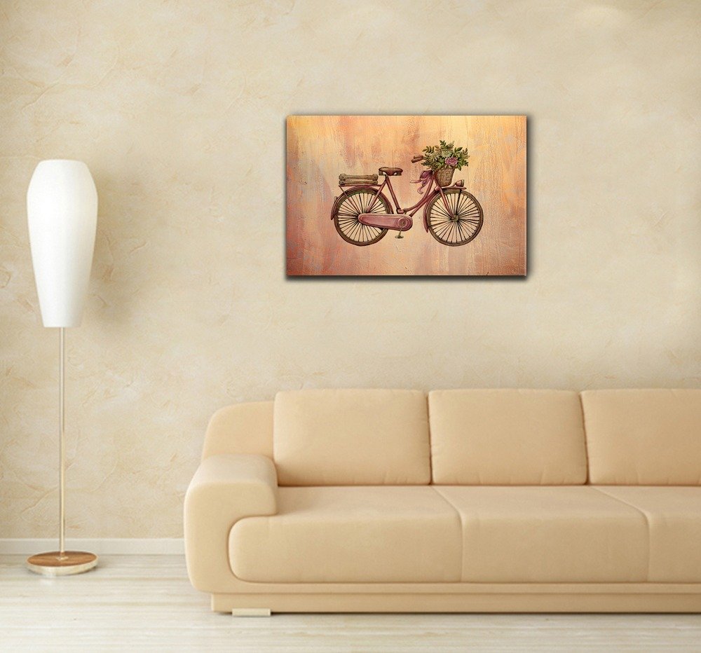 wall26 Canvas Wall Art Vintage Style Bicycle on Abstract Background