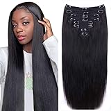 Straight Human Hair Clip in Hair Extensions for