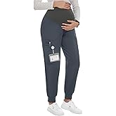 PACBREEZE Women's Maternity Scrubs with 6 Pockets, Workwear Maternity Jogger Scrubs Pregnancy Pants, S-XXL