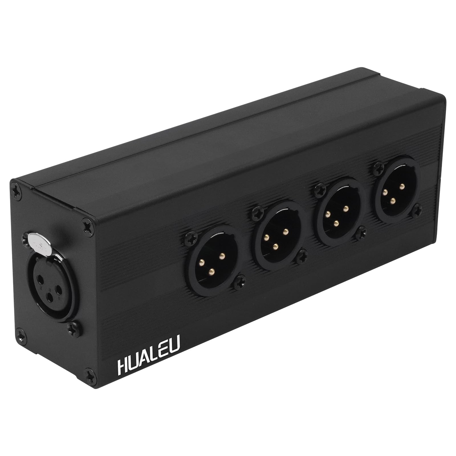 Photo 1 of HUALEU 3Pin XLR 1 Female to 4 Male Splitter,4Way XLR Single Input to Four Output Parallel Connection Adapter,One Input to 4 Output Audio DMX Adapter