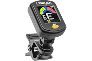 Linrax LT-3 Guitar Tuner Rechargeable, Clip On Tuner with LCD Color Display, Chromatic Tuner for Guitar Bass Ukulele Violin B