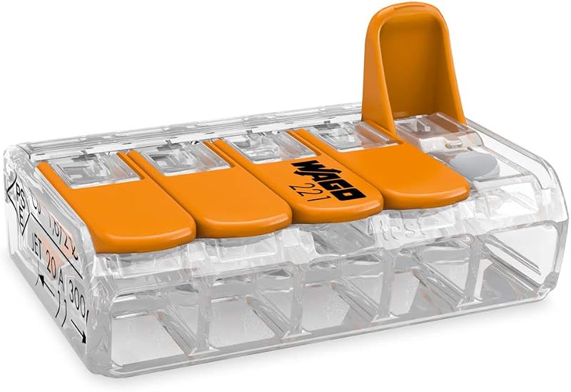 WAGO 221-415 25 Piece Connection Block 5 Conductors 0.14-4 mm² Orange