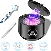 48kHz Ultrasonic Retainer Cleaner,Professional Portable Denture Cleaner with 5UV-Light and LED Digital Timer for Retainer, Mo