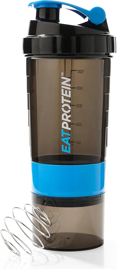 EatProtein 500ml Shaker Bottle with 2 Storage Compartments and Leakproof Lid