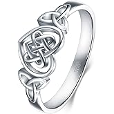 BORUO 925 Sterling Silver Ring Celtic Knot Heart High Polish Tarnish Resistant Eternity Wedding Band Stackable Ring