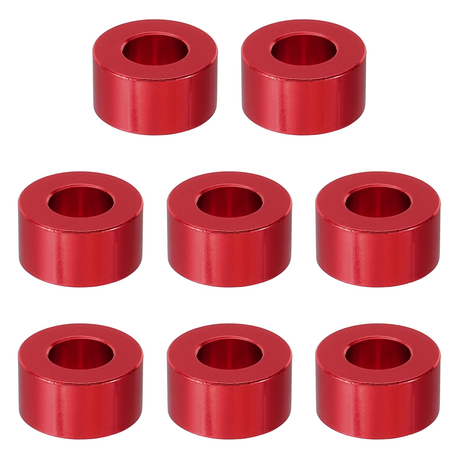 PATIKIL M8 Aluminum Spacer, 8 Pcs Metal Spacers Aluminum 8.2mm ID x 16mm OD x 8mm L Aluminum Spacer Screw Standoff Round for 1/3in or M8 Screw Bolts, Red