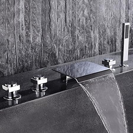 Lovedima Modern 5 Pieces Waterfall Bathroom Bathtub Faucet Roman