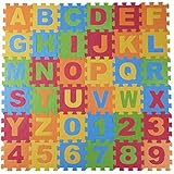 DIMPLE Baby Foam Play Mat (36-Piece Set) 6.25 x 6.25 Inches Interlocking Alphabet and Numbers Floor Puzzle Colorful EVA Tiles Girls, Boys Soft, Reusable, Easy to Clean by, DC12703L
