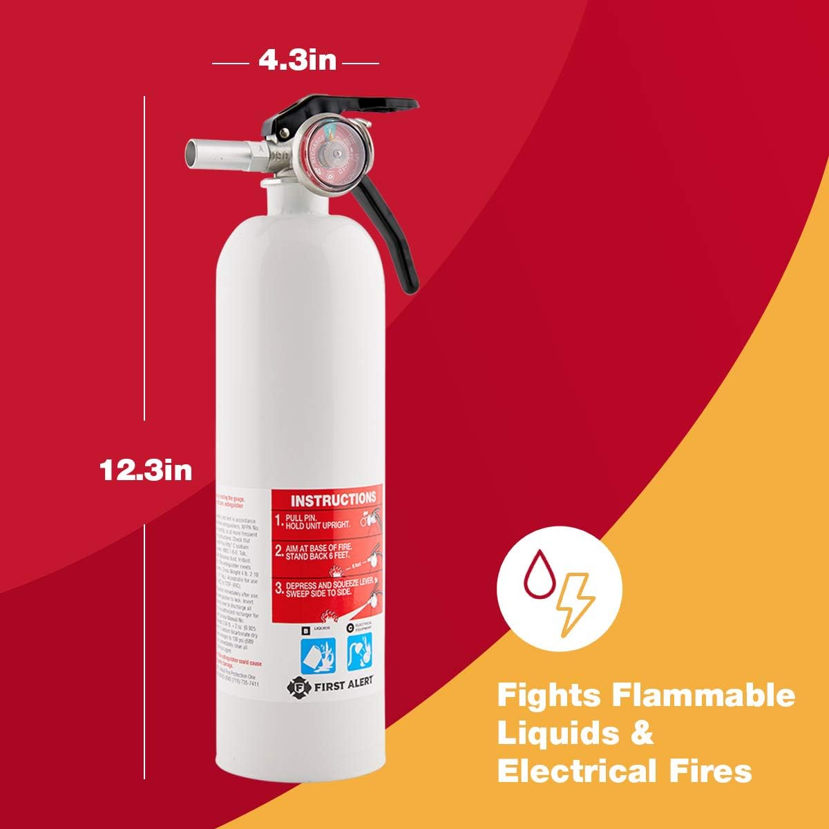First Alert Fire Extinguisher | Recreation Vehicle and Marine Fire Extinguisher, White, Rechargeable, REC5 - - 