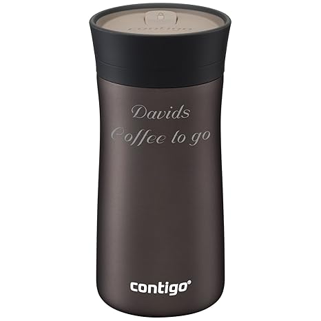 CONTIGO Thermobecher Pinnacle Matte Latte 300 ml mit persönlicher Rund-Gravur automatischer Autoseal-Verschluss auslaufsicher