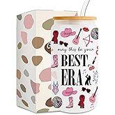 Singer Album Gifts, Singer’s Merchandise, Singer Inspired Iced Coffee Cup, Music Lovers Gift for Women, 16oz Glass Cup with Lid and Straws, Birthday Christmas Gifts for Teen Girls Friends Sister Her