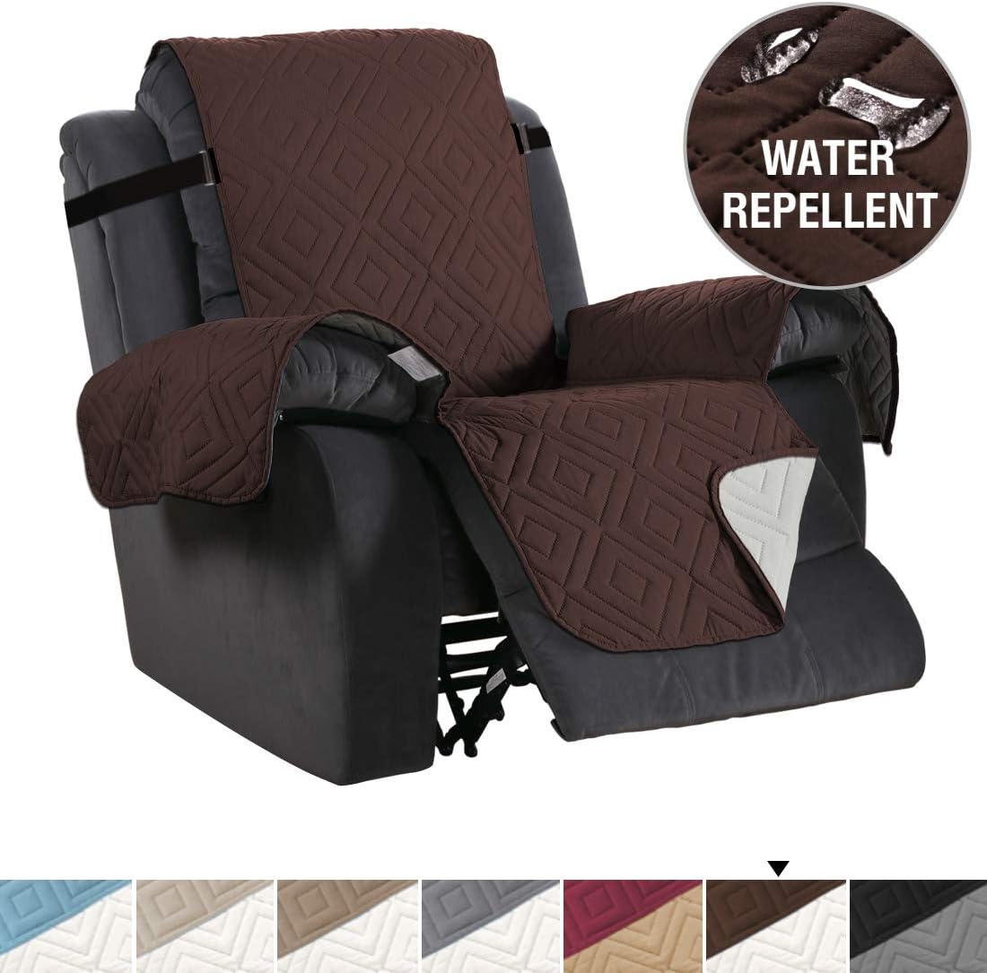 H.VERSAILTEX Recliner Cover Reversible Sofa Slipcover Furniture Protector Water Resistant 2 Inch Wide Elastic Straps Recliner Chair Cover Pets Kids Fit Sitting Width Up to 22" (Recliner, Brown/Beige): Kitchen & Dining
