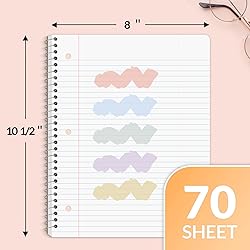 SUNEE Spiral Notebooks, 1-Subject, 5 Pack, College