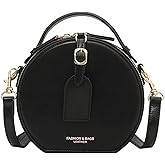 Western Leather Round Bag for Women,Retro Round Bag Top Handle with Strap