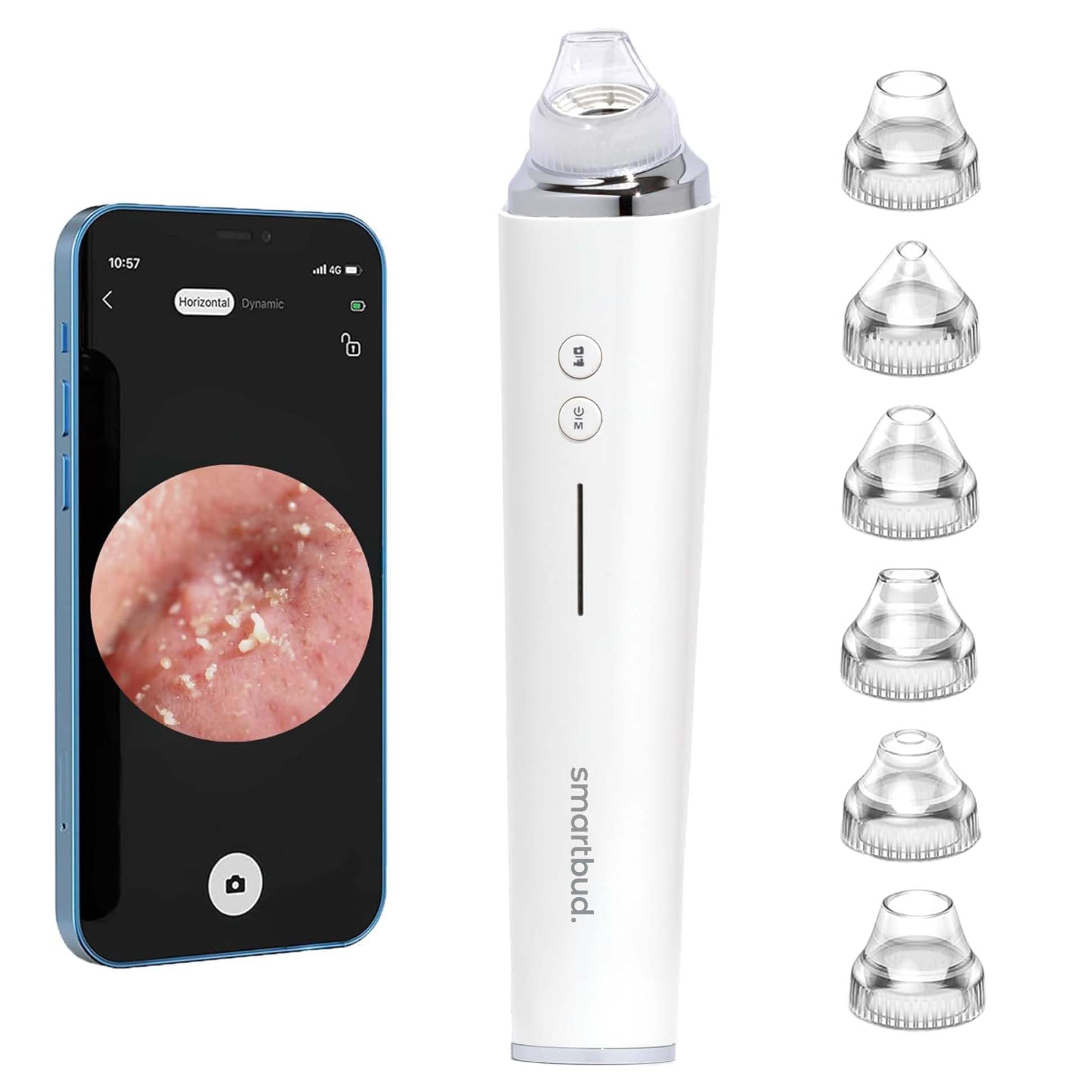 Smartbud Blackhead Pro - Blackhead Remover Tool, Pore Vacuum with 1080p HD Camera, Facial Pore Cleanser, Pimple Acne Extractor Kit Suction Tool with 6 Suction Heads, Black Head Remover for Face