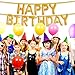 Happy Birthday Balloons Banner - Gold Mylar Foil Letter Balloons for Kids Girl Adult Baby 1st 2nd 3rd Birthday Party Decoration With 13 Balloons HAPPY BIRTHDAY,3 Free Straws,Free Glue Dots,Reusable