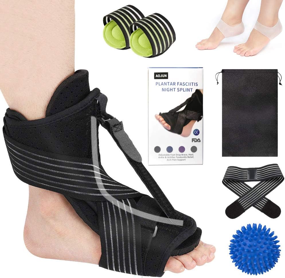 Aojun 8 pcs Plantar Fasciitis Night Splint Planters Facitis Support for Ankle Brace Foot for Plantar Fasciitis-Black: Health & Personal Care