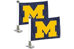 FANMATS 61914 Michigan Wolverines Ambassador Car Flags - 2 Pack Mini Auto Flags, 4in X 6in, Perfect for Hood or Trunk