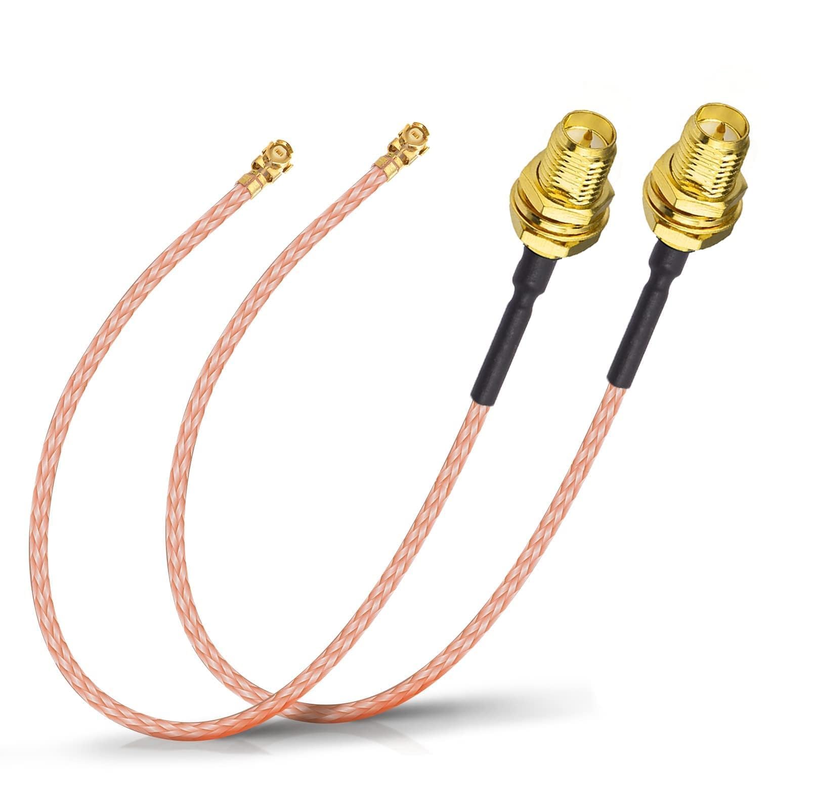 Bingfu RP-SMA Female Bulkhead to Mini RG178 WiFi Aerial Antenna Adapter Cable 15cm (2-Pack) for Wireless Mini PCI Express PCIE Network Card WiFi Adapter FPV UAV Drone Controller — image 1