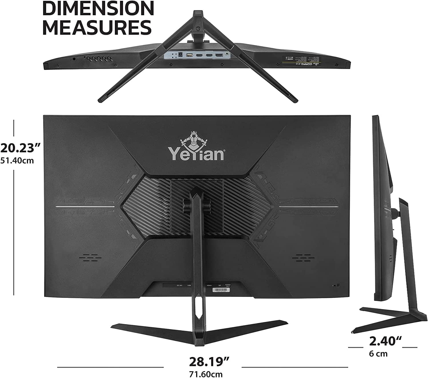 YEYIAN ODRAZ 32” PC Gaming Frameless 4K UHD HDR Monitor 3840x2160 IPS Panel, 1 Billion Colors, Low Blue, 350cd/m2, 1000:1, 60Hz, 4ms, 16:9, 178°, G-Sync, FreeSync, DP/HDMI/USB, Speakers, VESA, Tilt
