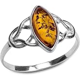 Ian and Valeri Co. Amber Sterling Silver Celtic Ring Marquise Shape