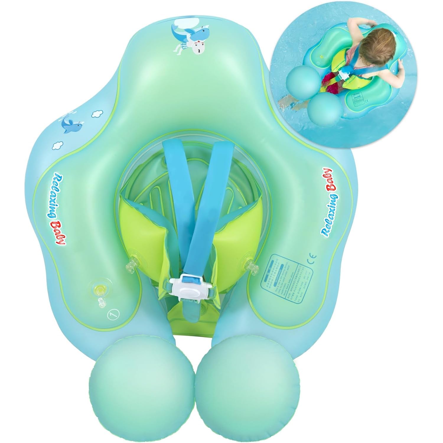 Inflatable Baby Swimming Float 3-6-12 Months Newborn Baby Float, Infant Baby Pool Float Baby Inflatable Seat Swimming Float Ring for Baby Boy Girl 0-6-12-18-36 Months Toddlers (Blue, S (3-12 Months))